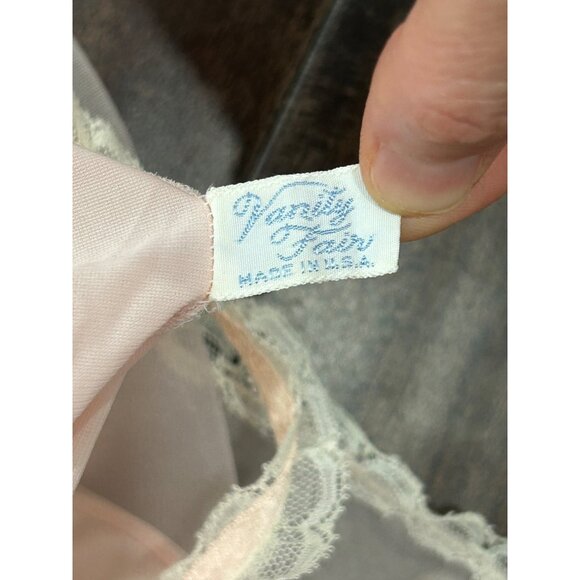 Vintage Vanity Fair Pink Nylon Tricot Slip Dress Baby Doll Floral Lace NIghtgown - Picture 5 of 8